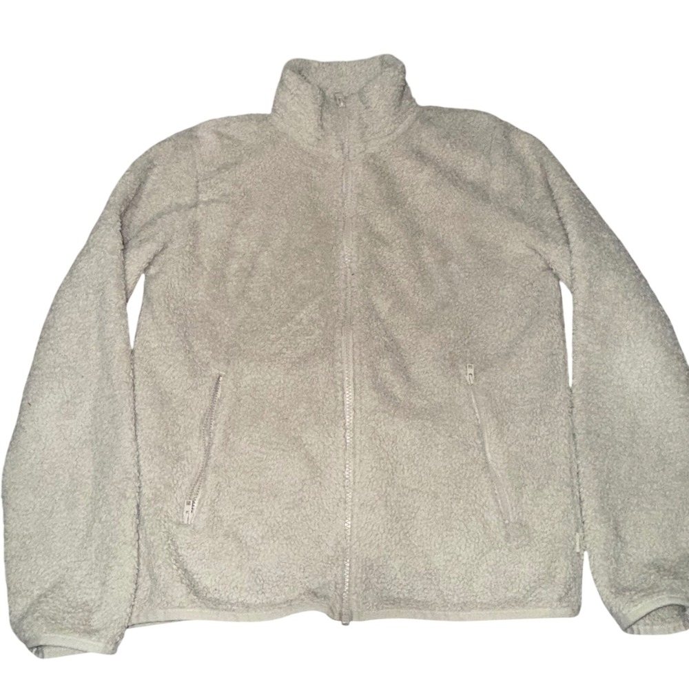 Tna Teddy Fleece‎ Zip Up Jacket Cream Beige Cozy Casual Size XS